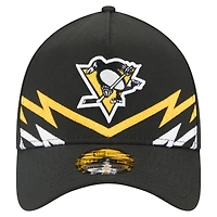 Men's New Era Black Pittsburgh Penguins 39THIRTY A-Frame Perforated Flex Hat
