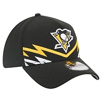 Men's New Era Black Pittsburgh Penguins 39THIRTY A-Frame Perforated Flex Hat