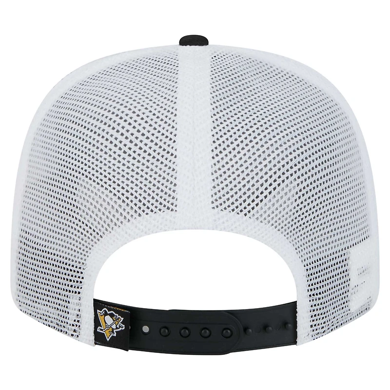 Casquette extensible à boutons-pression Core Trucker 9SEVENTY noire des Penguins de Pittsburgh de New Era pour homme