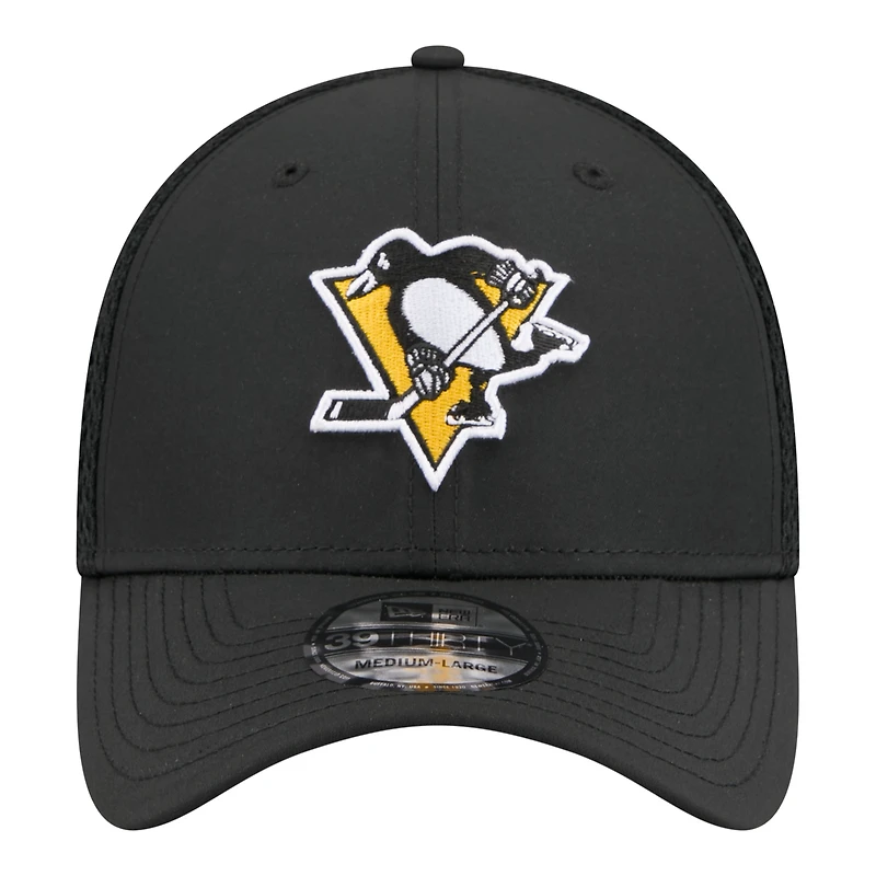 Men's New Era  Black Pittsburgh Penguins Logo 39THIRTY Flex Hat