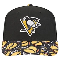 Casquette ajustable 9SEVENTY noire New Era pour homme avec visière mascotte des Penguins de Pittsburgh
