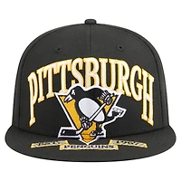Casquette ajustée surdimensionnée 59Fifty noire des Penguins de Pittsburgh pour homme New Era