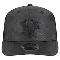 Casquette de camionneur ajustable 9SEVENTY en nylon matelassé noir New Era pour homme des Penguins de Pittsburgh