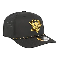 Casquette New Era noire Pittsburgh Penguins Sport Vented 9SEVENTY pour homme, ajustable par corde