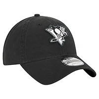 Men's New Era  Black Pittsburgh Penguins Stamp Fabric Applique 9TWENTY Adjustable Hat