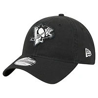 Casquette ajustable 9TWENTY noire New Era pour homme avec appliqué en tissu des Penguins de Pittsburgh