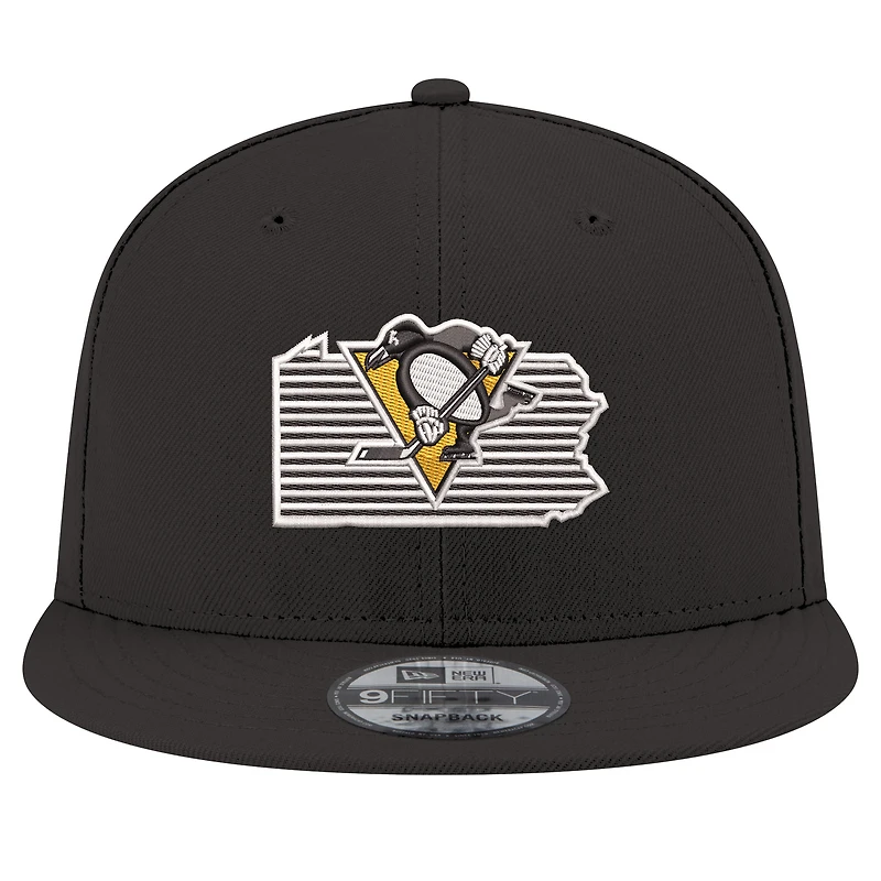 Casquette snapback 9FIFTY noire New Era pour homme, motif State Pride des Penguins de Pittsburgh