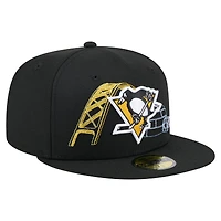 Casquette ajustée 59FIFTY noire New Era pour homme, motif State Stitch des Penguins de Pittsburgh