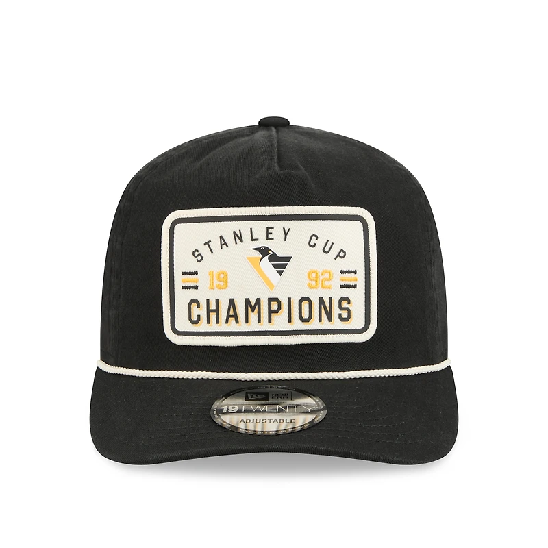Men's New Era Black Pittsburgh Penguins Throwback Stanley Cup Champions Side Patch 19TWENTY Adjustable Hat