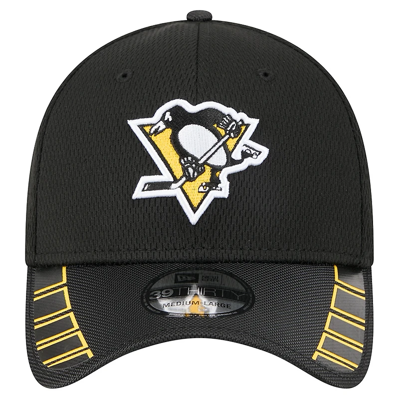 Men's New Era  Black Pittsburgh Penguins Visor Hit 39THIRTY Flex Hat