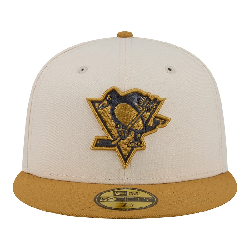 Men's New Era  Cream/Tan Pittsburgh Penguins Colorpack Two-Tone 59FIFTY Fitted Hat
