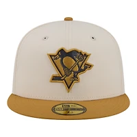 Men's New Era  Cream/Tan Pittsburgh Penguins Colorpack Two-Tone 59FIFTY Fitted Hat