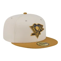 Men's New Era  Cream/Tan Pittsburgh Penguins Colorpack Two-Tone 59FIFTY Fitted Hat