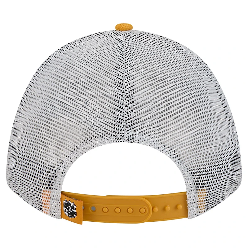 Men's New Era  Gold/Black Pittsburgh Penguins Hockey Sock 9FORTY A-Frame M-Crown Adjustable Trucker Hat