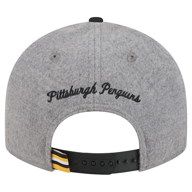 Casquette snapback 9FIFTY grise/ pin en laine pour homme New Era des Penguins de Pittsburgh