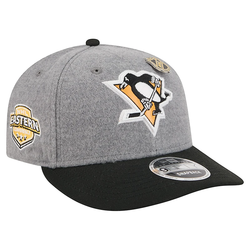 Casquette snapback 9FIFTY grise/ pin en laine pour homme New Era des Penguins de Pittsburgh