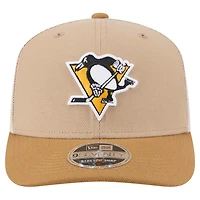 Men's New Era Tan/Light Brown Pittsburgh Penguins Two-Tone Trucker 9SEVENTY Stretch Snap Adjustable Hat
