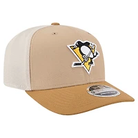 Men's New Era Tan/Light Brown Pittsburgh Penguins Two-Tone Trucker 9SEVENTY Stretch Snap Adjustable Hat