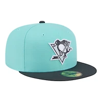 Casquette ajustée New Era 59FIFTY pour homme, coloris turquoise/anthracite, Pittsburgh Penguins, lot de deux