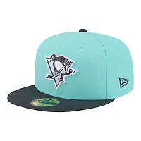 Men's New Era  Turquoise/Charcoal Pittsburgh Penguins Two-Tone Color Pack 59FIFTY Fitted Hat
