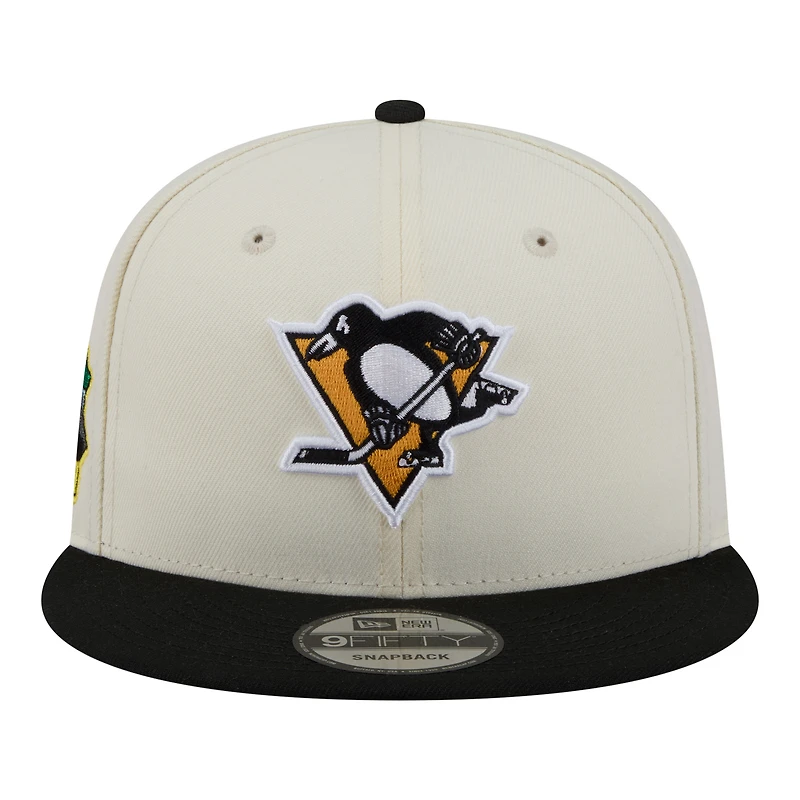 Men's New Era White/Black Pittsburgh Penguins Injection Localized Two-Tone 9FIFTY Snapback Hat