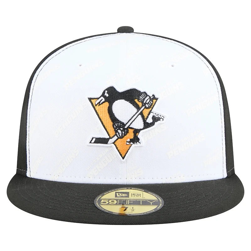 Men's New Era White/Black Pittsburgh Penguins Repeat Two-Tone 59FIFTY Fitted Hat