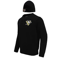 Men's Pro Standard Black Pittsburgh Penguins Pullover Sweater & Cuffed Knit Hat Box Gift Set