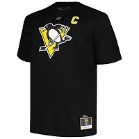 Profil Homme Mario Lemieux Noir Pittsburgh Penguins Big & Tall Captain Patch Nom et Numéro T-shirt