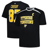 T-shirt noir pour homme Sidney Crosby, nom et numéro des Penguins de Pittsburgh, grand