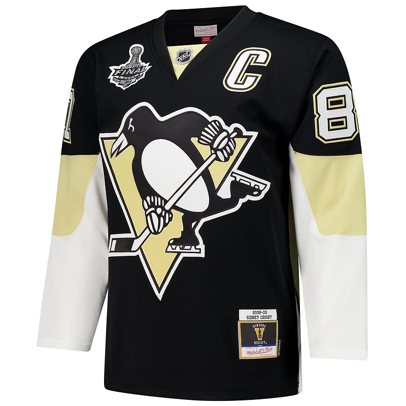 Maillot Sidney Crosby pour homme, noir, Pittsburgh Penguins 2008-09 Power Play