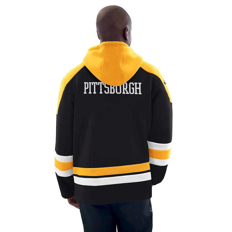 Men's Starter Black/Gold Pittsburgh Penguins Hockey Pullover Hoodie