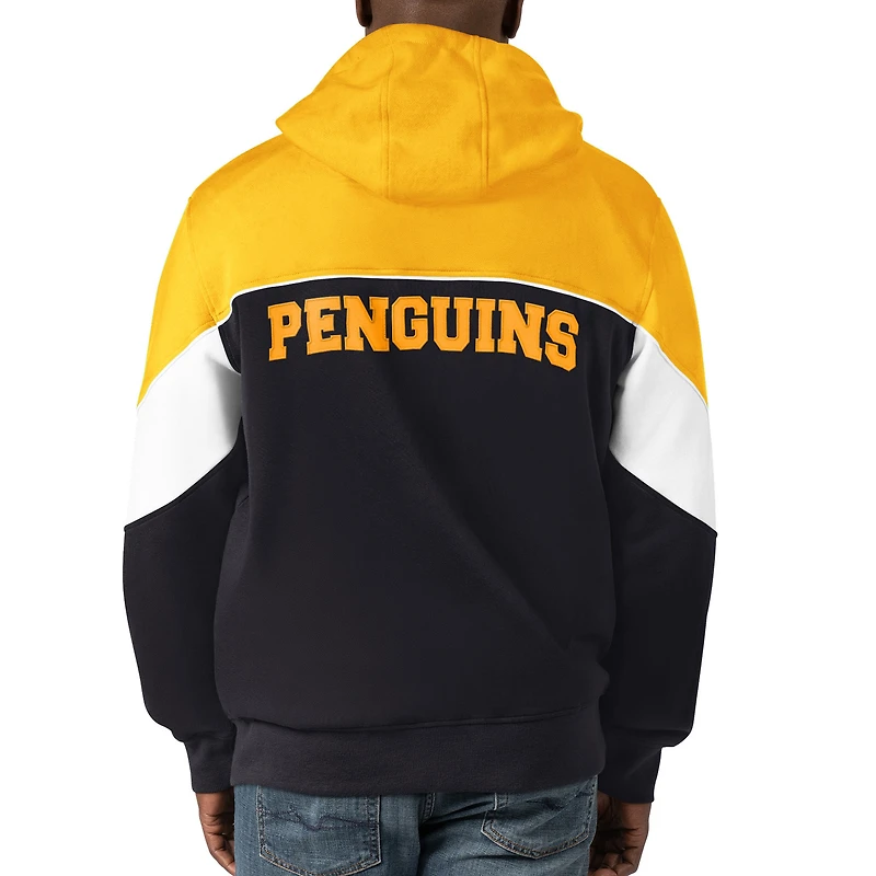 Sweat à capuche entièrement zippé Starter noir/or pour hommes des Penguins de Pittsburgh Power Forward