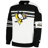 Sweat-shirt à col rond en polaire de défense des Penguins Pittsburgh Starter blanc pour hommes