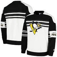 Sweat-shirt à col rond en polaire de défense des Penguins Pittsburgh Starter blanc pour hommes