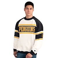 Sweat-shirt ras du cou en molleton blanc pour homme, motif de défense des Penguins Pittsburgh