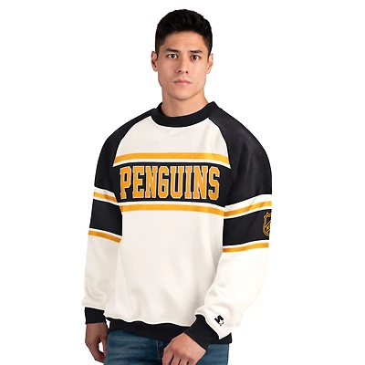 Men's Starter  White Pittsburgh Penguins Defense Fleece Crewneck Sweatshirt