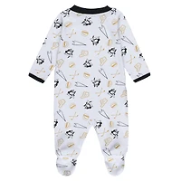 VÊTEMENTS pour nouveau-nés et nourrissons par Erin Andrews White Pittsburgh Penguins Sleep & Play Pull à pieds entièrement zippé avec bavoir
