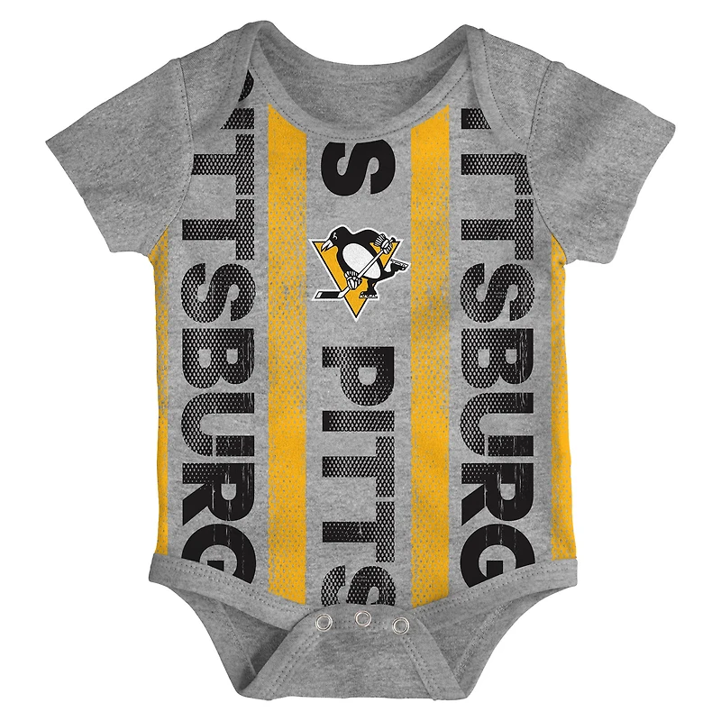 Ensemble de trois bodies pour nouveau-né des Penguins Pittsburgh Loyal Buddies