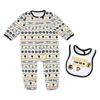 Ensemble de Noël pour nouveau-né WEAR by Erin Andrews avec pyjama et bavoir à fermeture éclair imprimé intégral des Penguins Pittsburgh