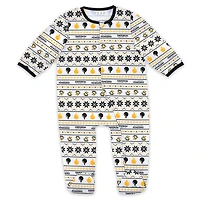 Ensemble de Noël pour nouveau-né WEAR by Erin Andrews avec pyjama et bavoir à fermeture éclair imprimé intégral des Penguins Pittsburgh