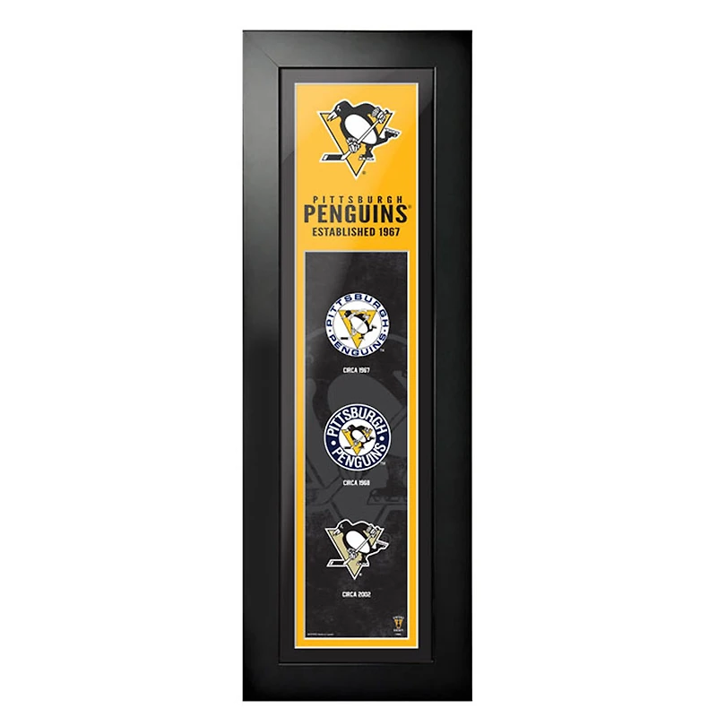 Penguins de Pittsburgh - Tableau encadré « Logos et Histoire » (15 x 56 cm)