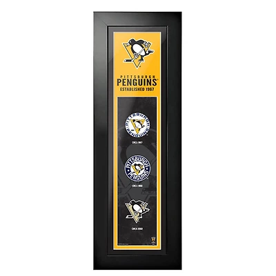 Penguins de Pittsburgh - Tableau encadré « Logos et Histoire » (15 x 56 cm)