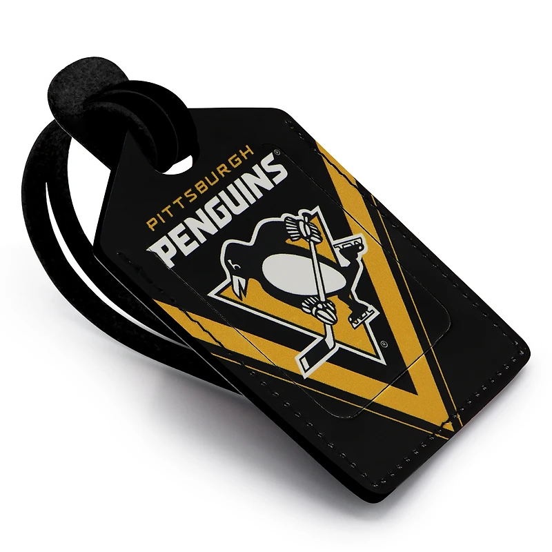 Pingouins de Pittsburgh - Coffret cadeau trois pièces en cuir avec étiquette personnalisée