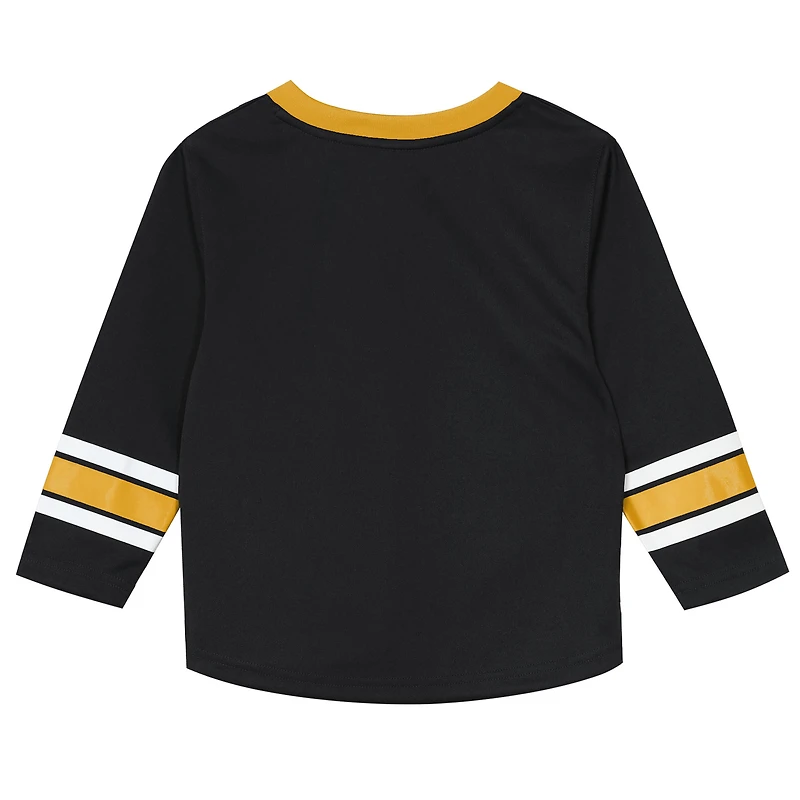 Preschool Outerstuff Black/Gold Pittsburgh Penguins Denting the Net Long Sleeve T-Shirt and Pants Set