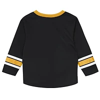 Preschool Outerstuff Black/Gold Pittsburgh Penguins Denting the Net Long Sleeve T-Shirt and Pants Set