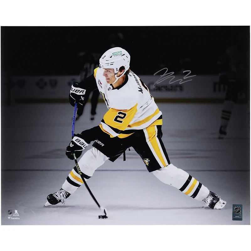 Rutger McGroarty Pittsburgh Penguins Autographed 16" x 20" White Jersey Shooting Spotlight Photograph