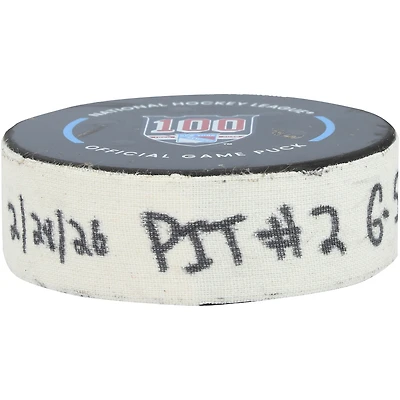 Ryan Shea Pittsburgh Penguins Game-Used Goal Puck from February 28, 2026 vs. New York Rangers
