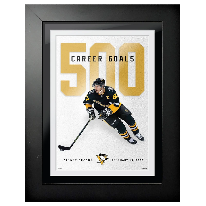 Sidney Crosby Gold/Black Pittsburgh Penguins 500th Career Goal - 12'' x 16'' Photo encadrée