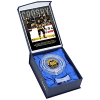 Rondelle de cristal du 600e but des Penguins de Pittsburgh de Sidney Crosby dans la LNH - Remplie de glace utilisée lors du match du 600e but