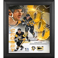 Sidney Crosby Pittsburgh Penguins Encadré 15" x 17" 10ème collage de points de tous les temps avec un morceau de rondelle utilisée dans le jeu - Édition limitée à 500